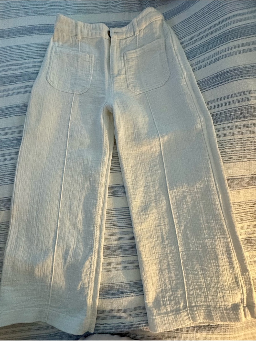 Zara Cream Wide-Leg Jeans with Front Patch Pockets
